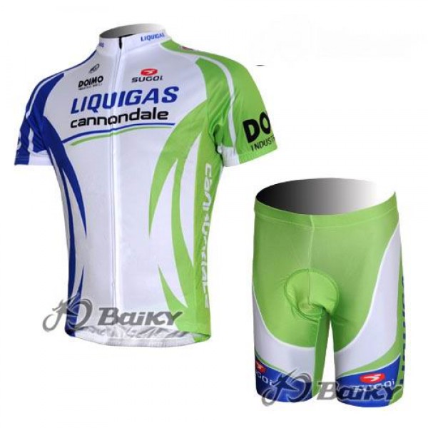 Liquigas Cannondale Pro Team Radbekleidung Radtrikot Kurzarm und Fahrradhosen Kurz Grün Weiß Radtrikot Kaufen