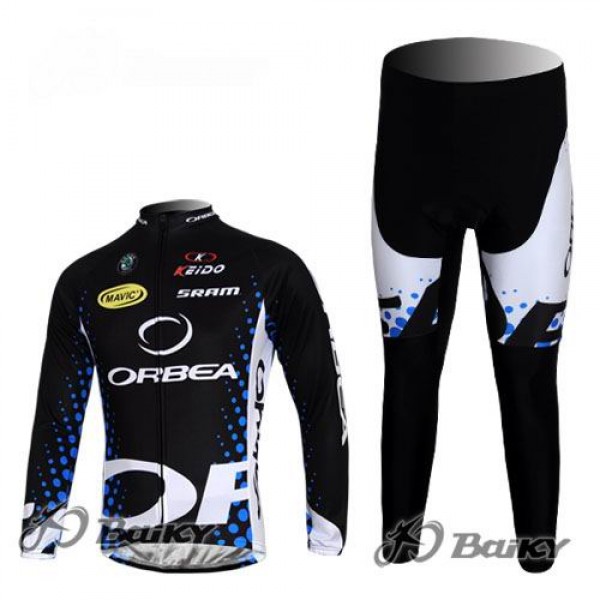 Orbea Pro Team Fahrradbekleidung Radtrikot Satz Langarm und Lange Fahrradhose Schwarz Blau Radtrikot Kaufen