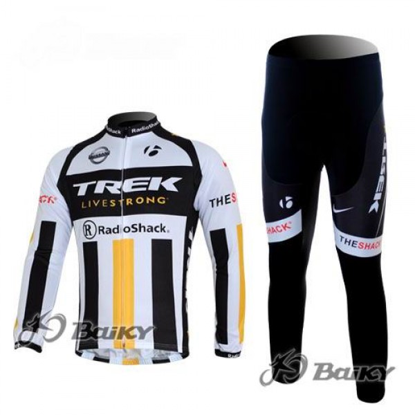 RadioShack Trek Nissan Livestrong Fahrradbekleidung Radtrikot Satz Langarm und Lange Fahrradhose Weiß Schwarz Gelb Radtrikot Kaufen