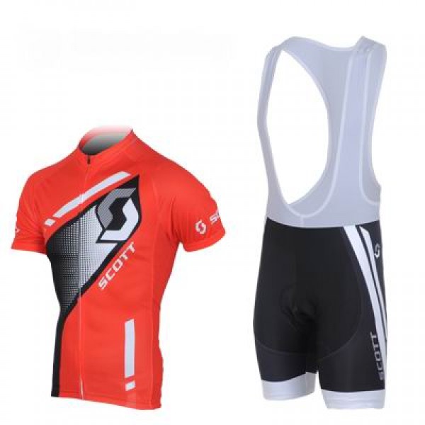 2013 Scott Racing Fahrradbekleidung Satz Fahrradtrikot Kurzarm Trikot und Kurz Trägerhose Rot Schwarz Radtrikot Kaufen