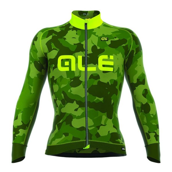 2016 ALE CAMO Radtrikot Langarm-Grün GELB FLUO Radtrikot Kaufen