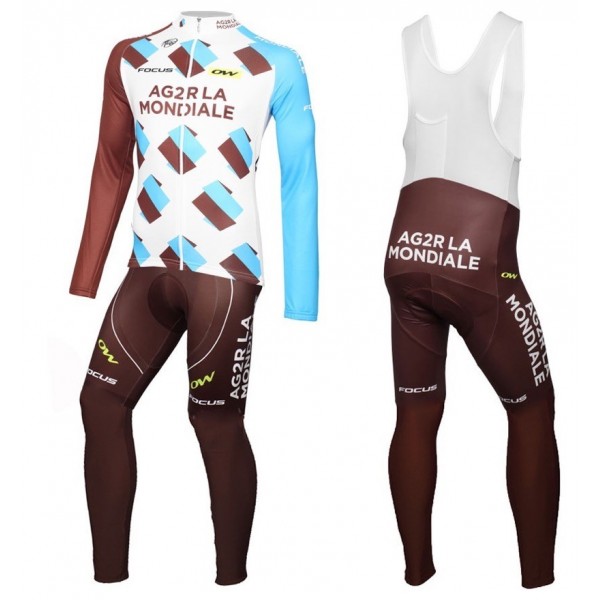 2016 Team Ag2r Fahrradbekleidung Satz Radtrikot Langarm+Lang Trägerhose Radtrikot Kaufen
