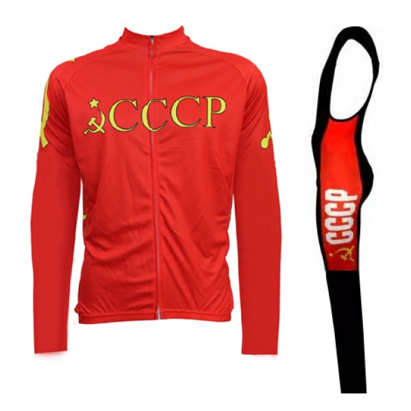 2016 CCCP Fahrradbekleidung Radtrikot Satz Langarm und Lange Trägerhose Radtrikot Kaufen