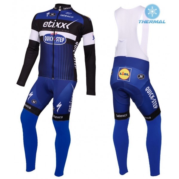 2016 Etixx-Quick Step Blau thermisch Fahrradbekleidung Satz Radtrikot Langarm+Lang Trägerhose Radtrikot Kaufen