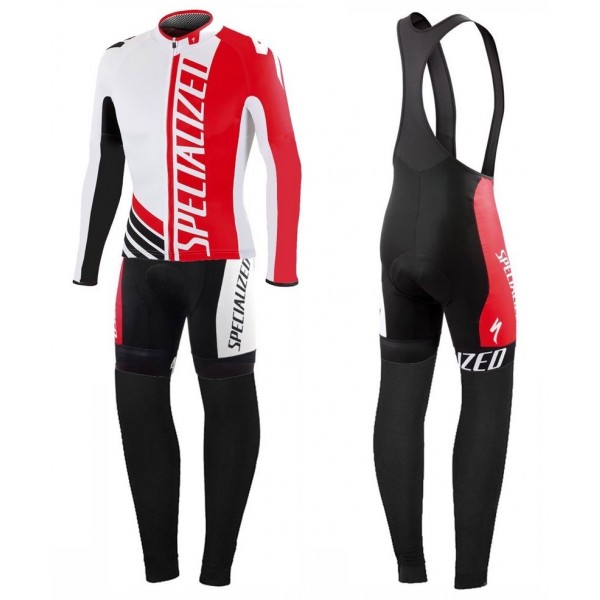 2016 Specialized Pro Team SZK Weiß-Rot Fahrradbekleidung Satz Radtrikot Langarm+Lang Trägerhose Radtrikot Kaufen