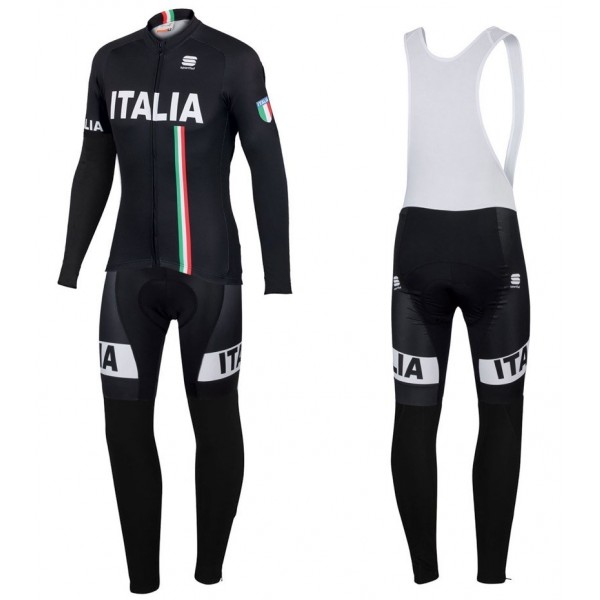 2016 Sportful Italy IT Schwarz Fahrradbekleidung Satz Radtrikot Langarm+Lang Trägerhose Radtrikot Kaufen