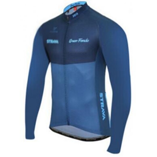 2016 Strava Fahrradtrikot Langarm blau Radtrikot Kaufen