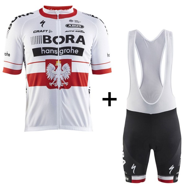 BORA Hansgrohe Pro Team 2017 Championnat Polonais Fahrradbekleidung Satz Radtrikot Kurzarm+Kurz Trägerhose Radtrikot Kaufen