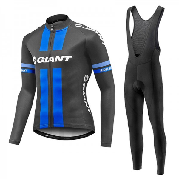 2017 Giant Blau Fahrradbekleidung Satz Radtrikot Langarm+Lang Trägerhose Radtrikot Kaufen