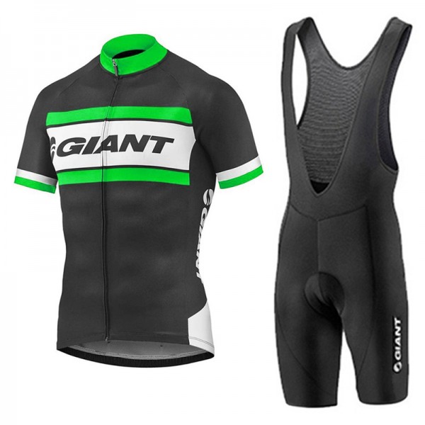 2017 Giant Grün Schwarz Fahrradbekleidung Satz Radtrikot Kurzarm+Kurz Trägerhose Radtrikot Kaufen