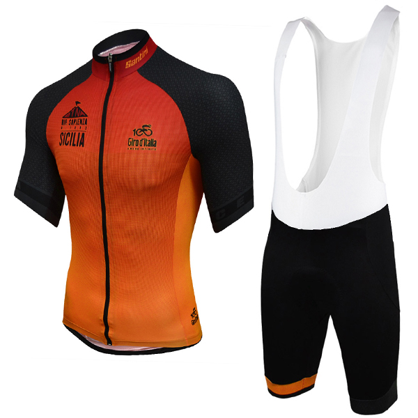 Giro d'Italia 2017 Etna Fahrradbekleidung Satz Radtrikot Kurzarm+Kurz Trägerhose Radtrikot Kaufen