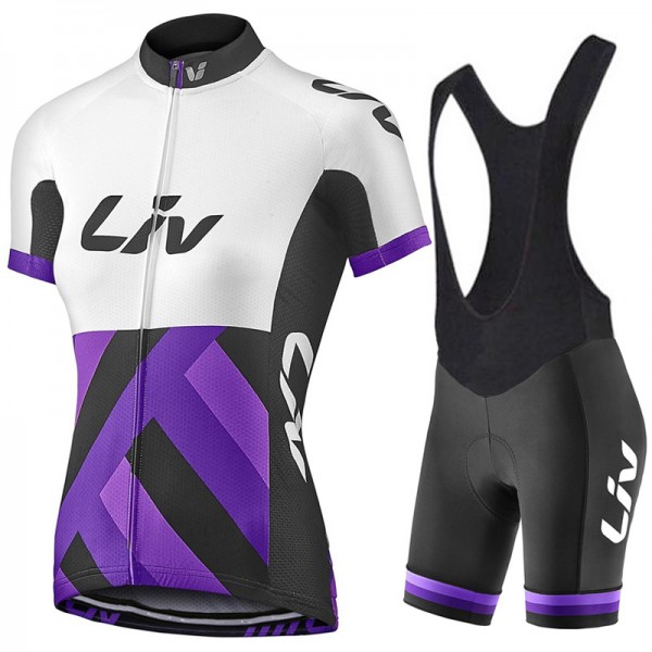 2017 Liv Damen Weiß-lila Fahrradbekleidung Satz Radtrikot Kurzarm+Kurz Trägerhose Radtrikot Kaufen