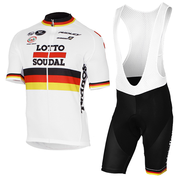 2017 LOTTO SOUDAL Germany Weiß Fahrradbekleidung Satz Radtrikot Kurzarm+Kurz Trägerhose Radtrikot Kaufen