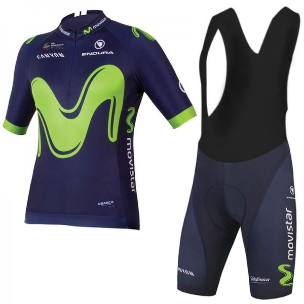 2017 Movistar Fahrradbekleidung Satz Radtrikot Kurzarm+Kurz Trägerhose Radtrikot Kaufen