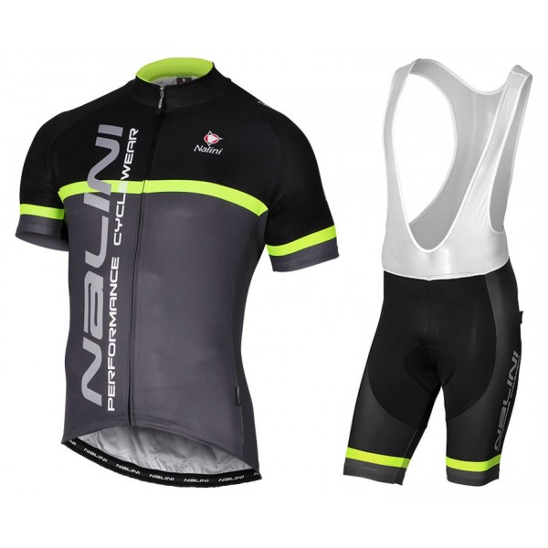 2017 Nalini PRO Brivio Schwarz-Gris Fahrradbekleidung Satz Radtrikot Kurzarm+Kurz Trägerhose Radtrikot Kaufen