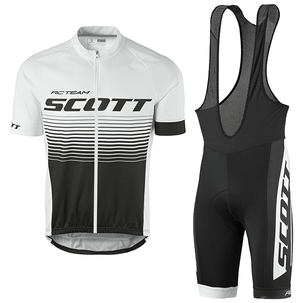 2017 Scott Rc Weiß Schwarz Fahrradbekleidung Satz Radtrikot Kurzarm+Kurz Trägerhose Radtrikot Kaufen
