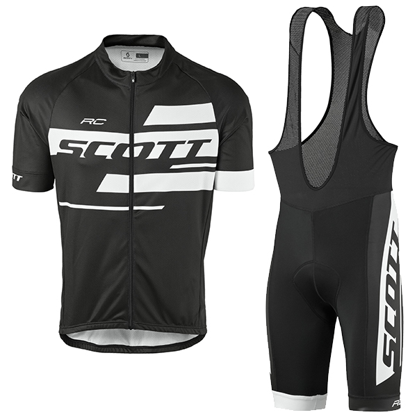 2017 Scott Rc Schwarz-Weiß Fahrradbekleidung Satz Radtrikot Kurzarm+Kurz Trägerhose Radtrikot Kaufen