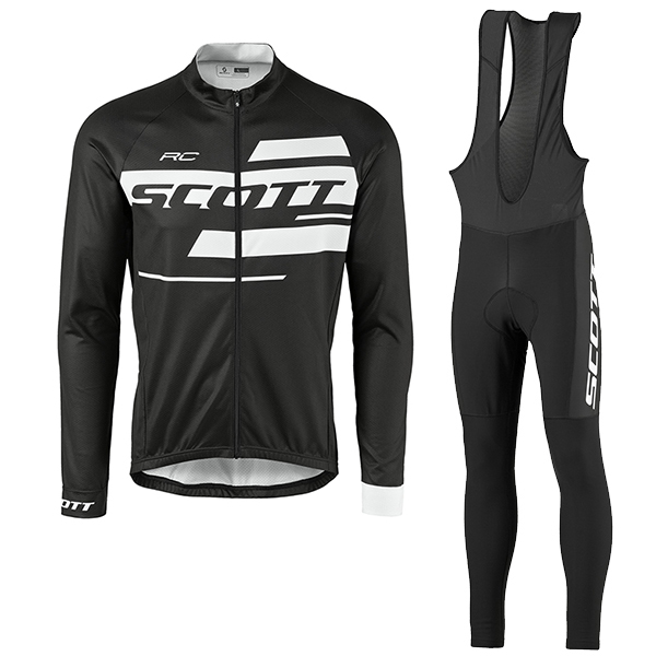 2017 Scott Rc Schwarz-Weiß Fahrradbekleidung Satz Radtrikot Langarm+Lang Trägerhose Radtrikot Kaufen