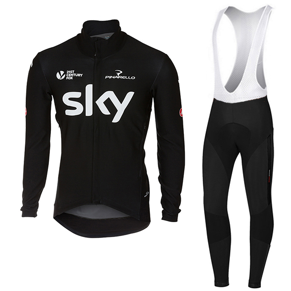 Sky Pro Schwarz 2017 Gabba Fahrradbekleidung Satz Radtrikot Langarm+Lang Trägerhose Radtrikot Kaufen