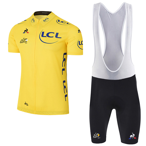 2017 Tour de France Gelb Fahrradbekleidung Satz Radtrikot Kurzarm+Kurz Trägerhose Radtrikot Kaufen