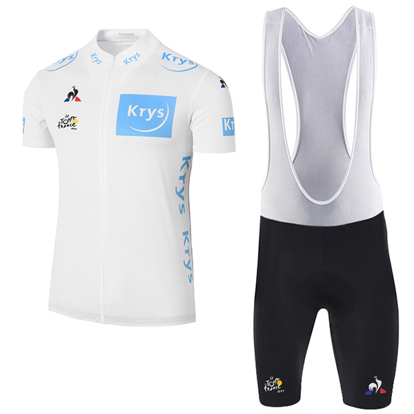 2017 Tour de France Weiß Fahrradbekleidung Satz Radtrikot Kurzarm+Kurz Trägerhose Radtrikot Kaufen